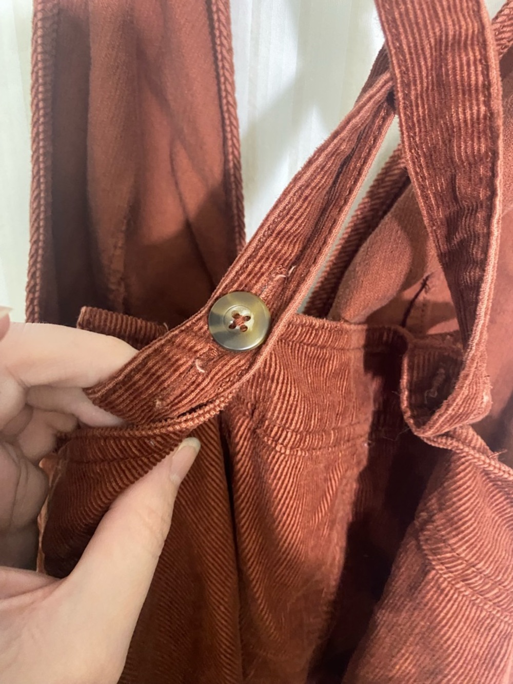 Rewash Rust Brown Button-Front Pinafore Mini Dress - Picture 5 of 6